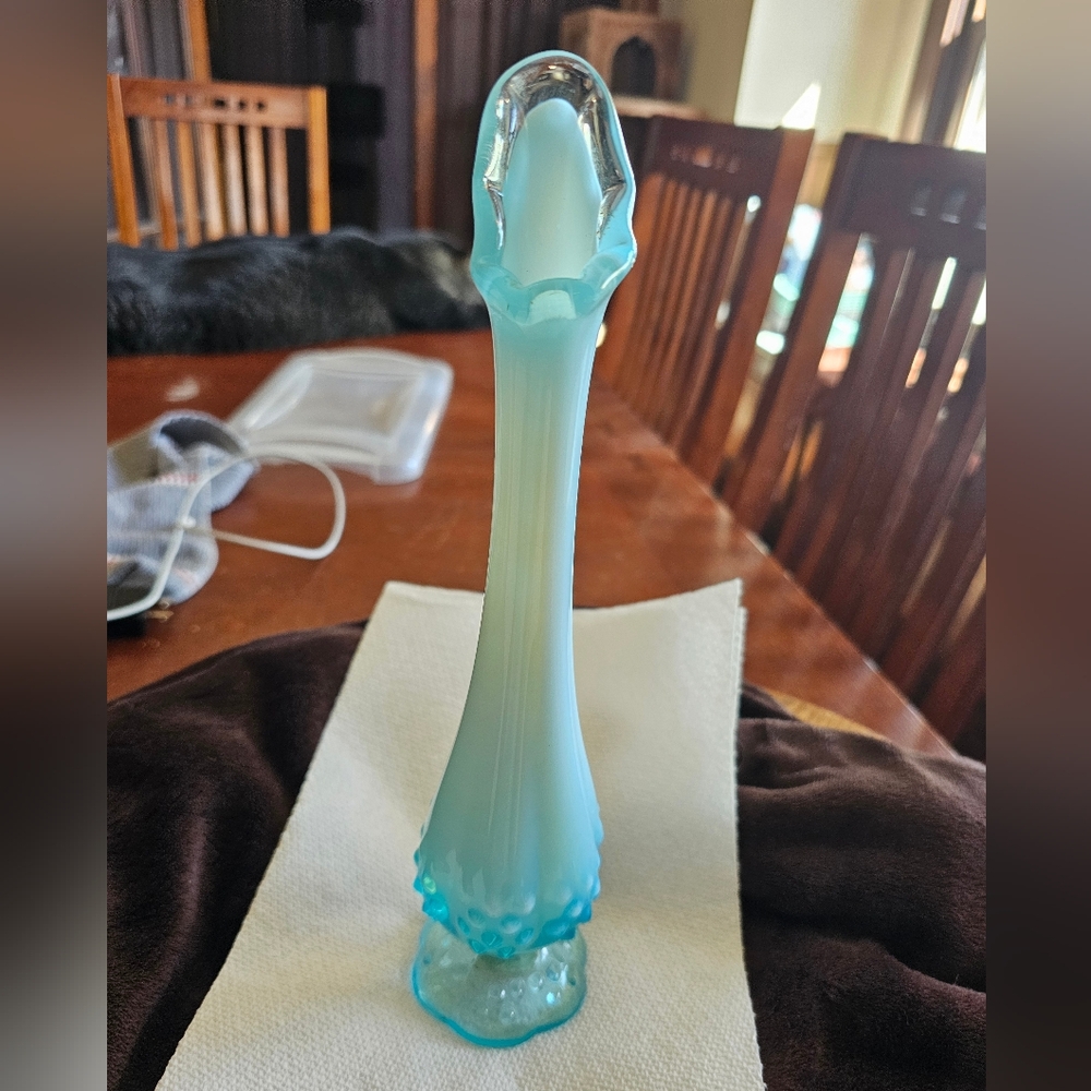 Elegant Blue and White Glass Vase